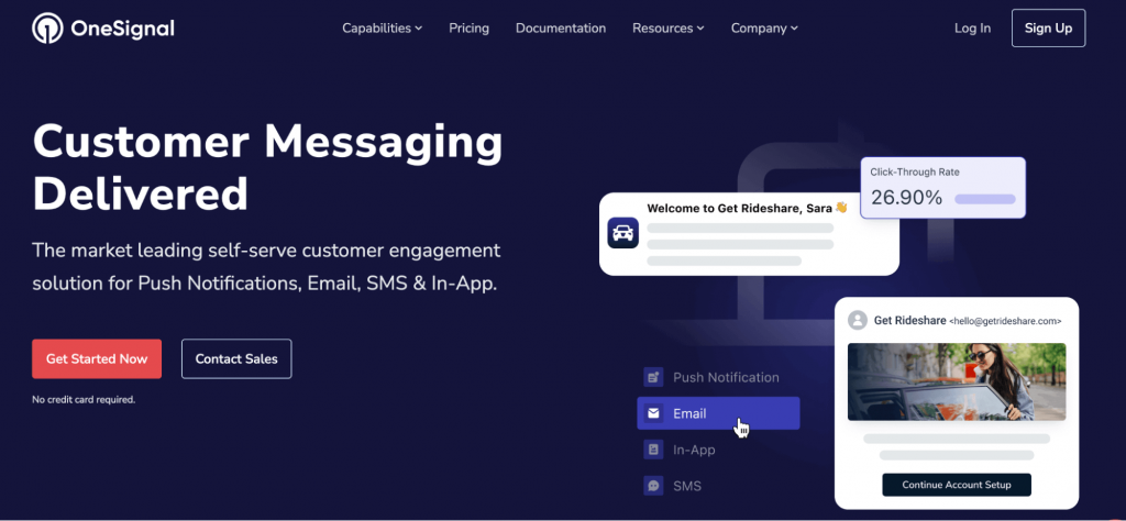 OneSignal homepage